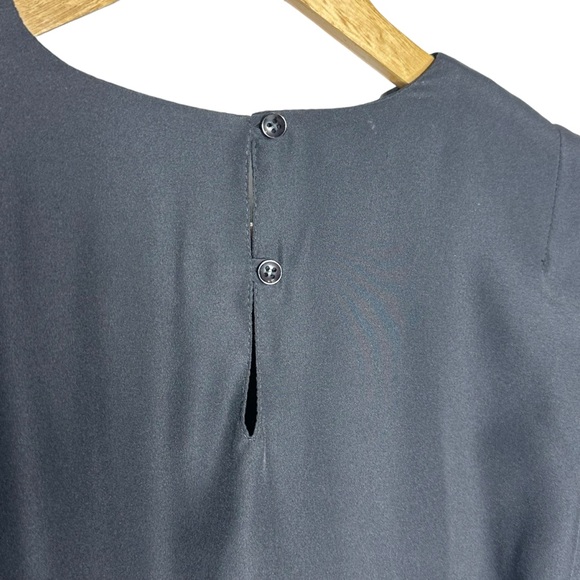Vintage 80’s Eva Laurel NY Satin Black Blouse 14 - Picture 6 of 12